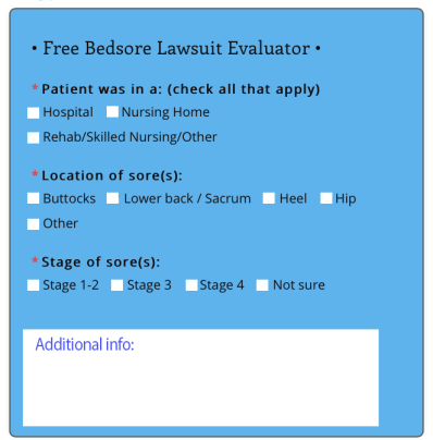 Free Bedsore Lawsuit Evaluation